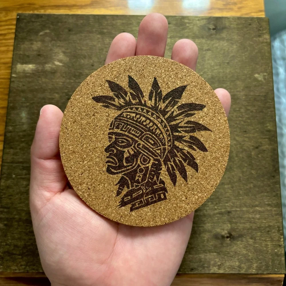 Aztec Clipart 19 Laser Engraved Cork Coaster